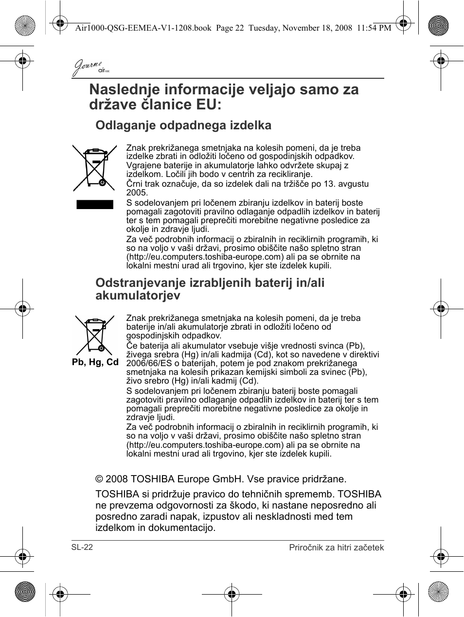 Toshiba JournE Air1000 User Manual | Page 256 / 302