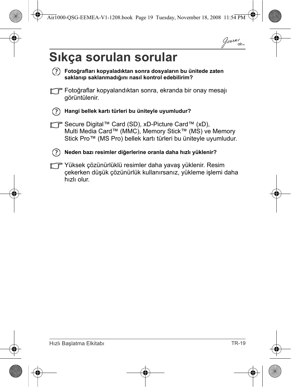 Sıkça sorulan sorular | Toshiba JournE Air1000 User Manual | Page 275 / 302