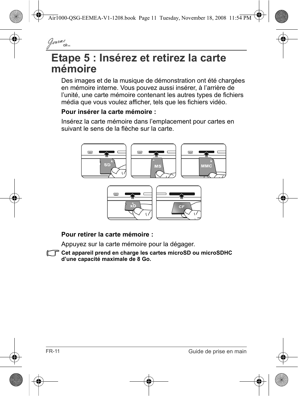 Etape 5 : insérez et retirez la carte mémoire | Toshiba JournE Air1000 User Manual | Page 56 / 302
