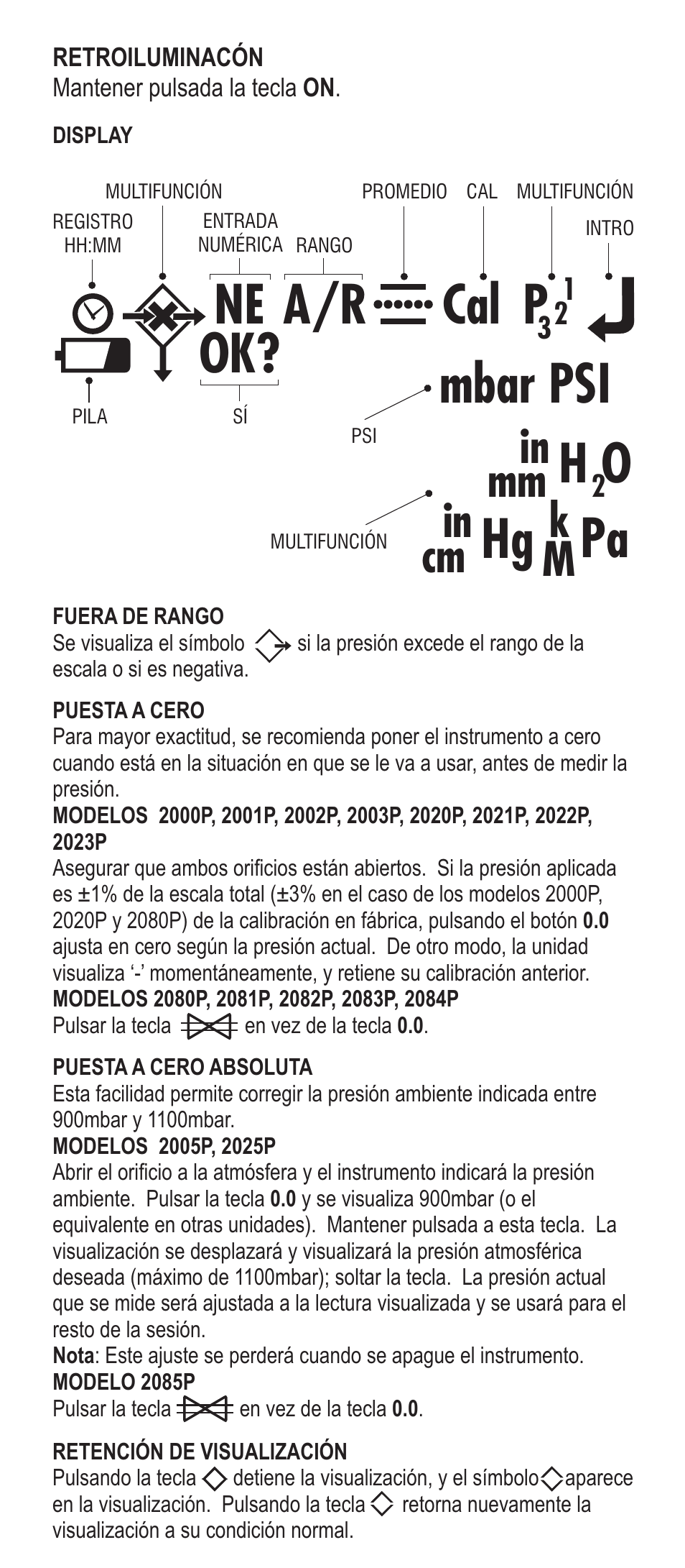 Ne cal p, Mbar psi h o hg pa, Ok? a/r | Adesso Series 2000 User Manual | Page 15 / 35