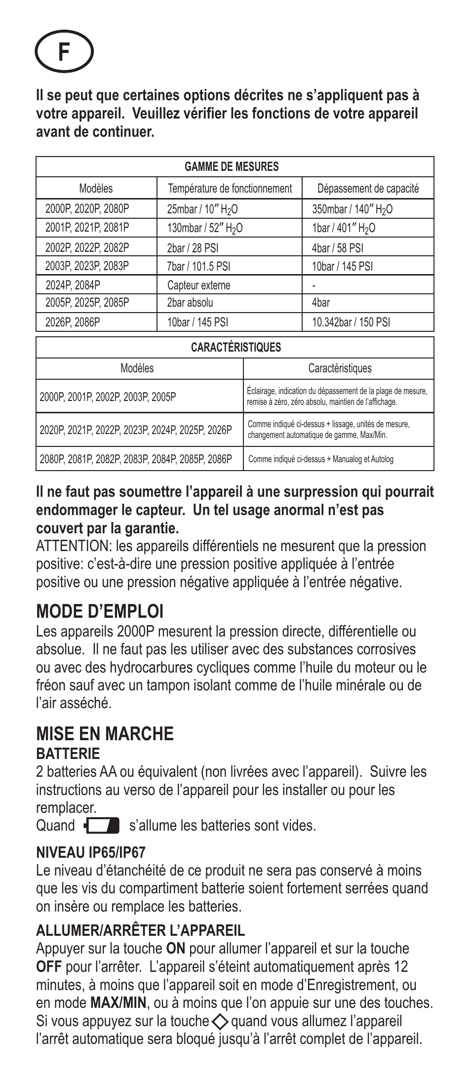 Mode d’emploi, Mise en marche | Adesso Series 2000 User Manual | Page 21 / 35