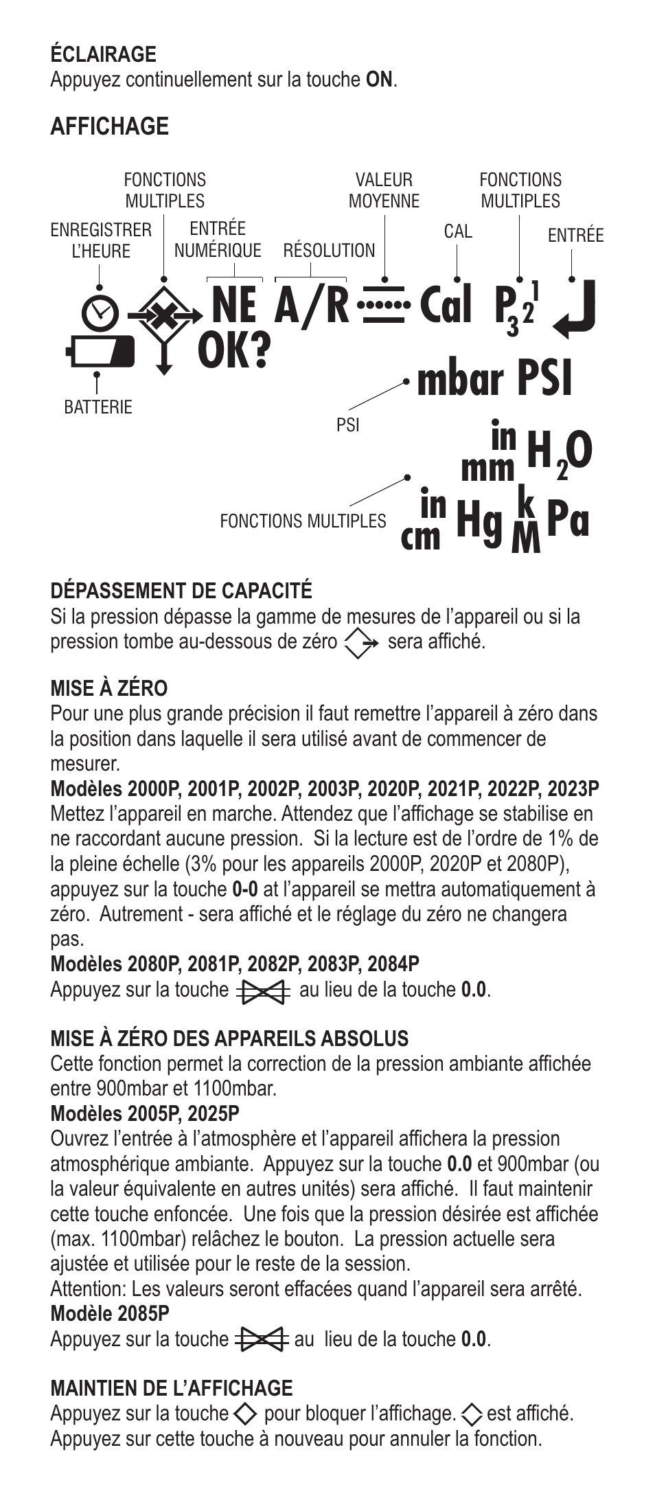 Ne cal p, Mbar psi h o hg pa, Ok? a/r | Adesso Series 2000 User Manual | Page 22 / 35