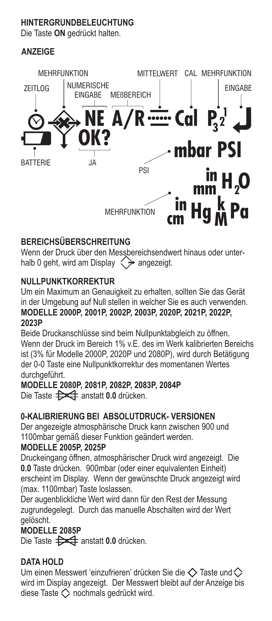 Ne cal p, Mbar psi h o hg pa, Ok? a/r | Adesso Series 2000 User Manual | Page 9 / 35