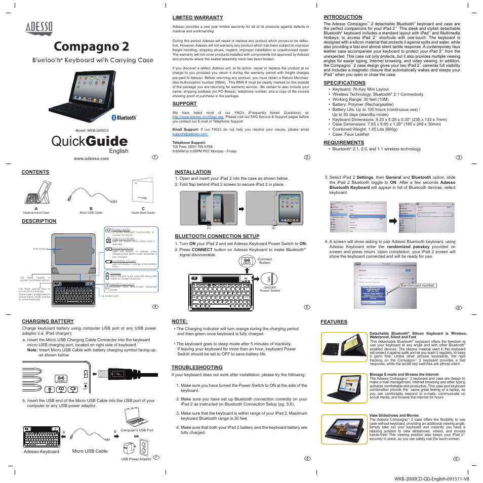 Adesso WKB-2000CD User Manual | 1 page