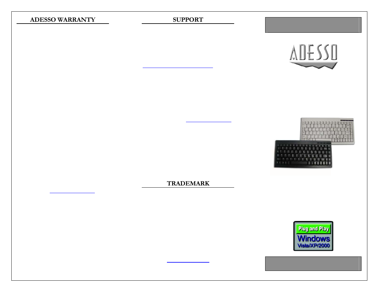 Adesso ACK-595 User Manual | 2 pages