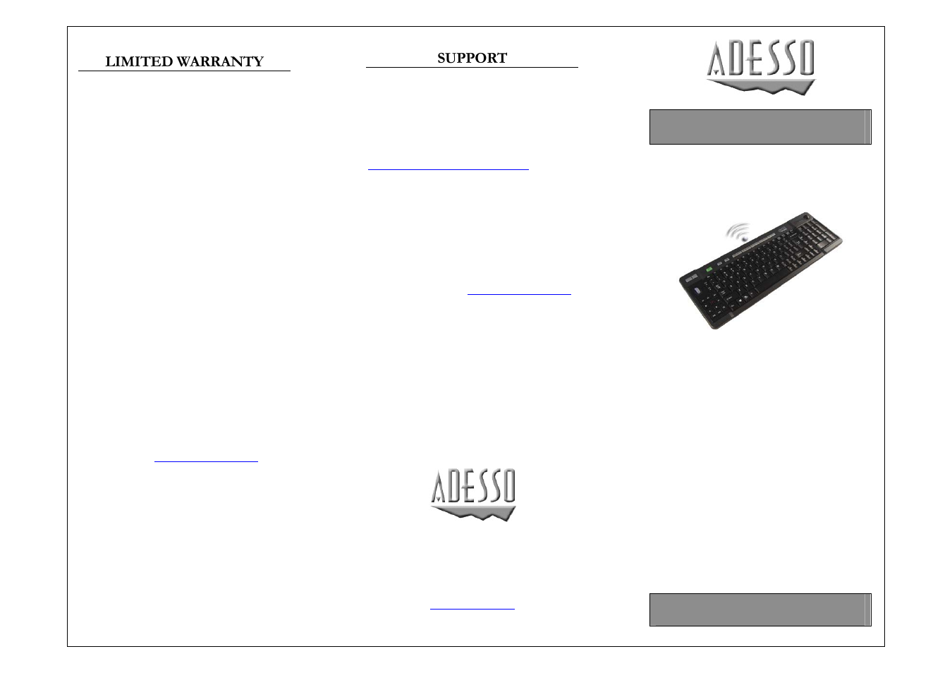 Adesso WKB-3200UB User Manual | 3 pages