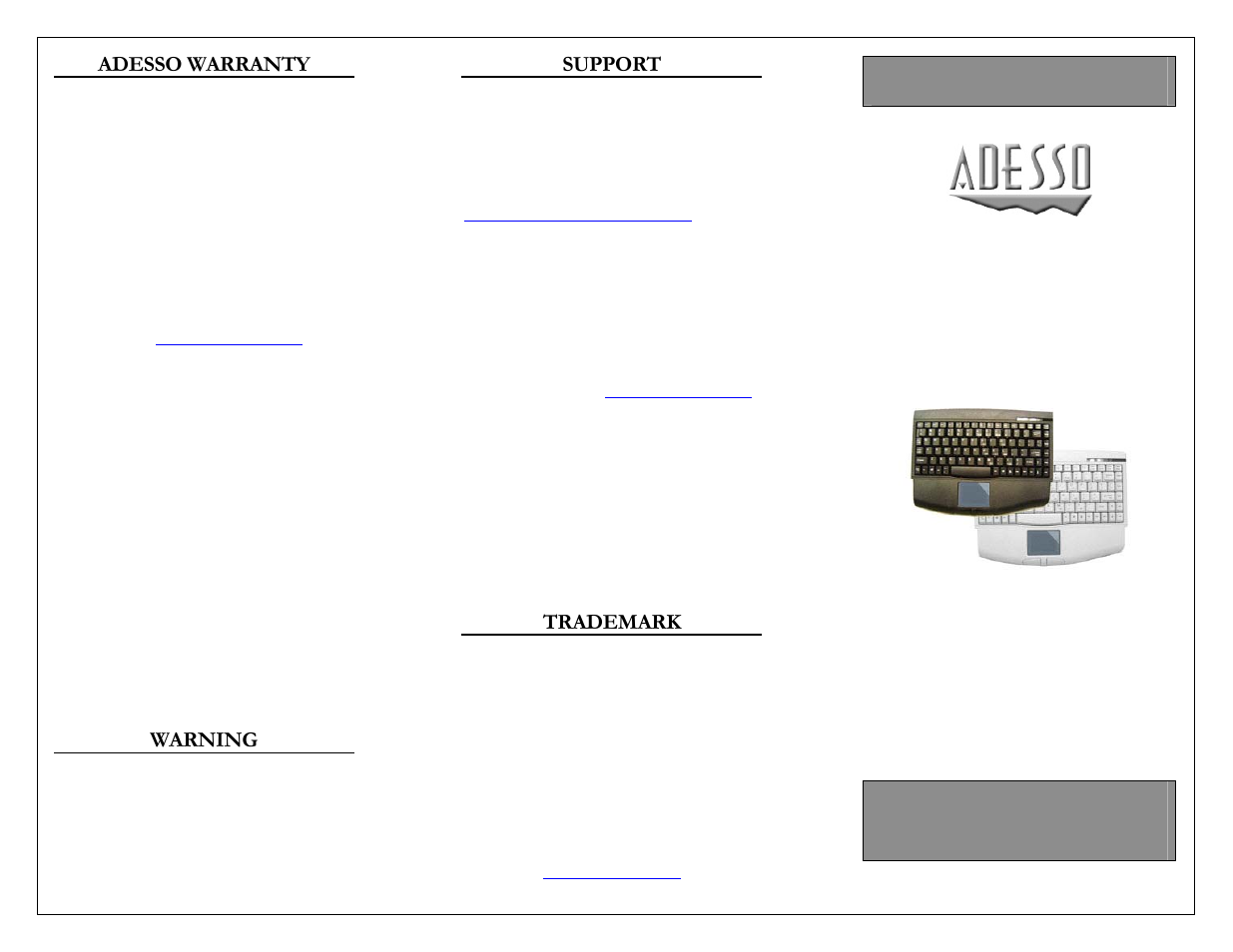 Adesso ACK-540U User Manual | 2 pages