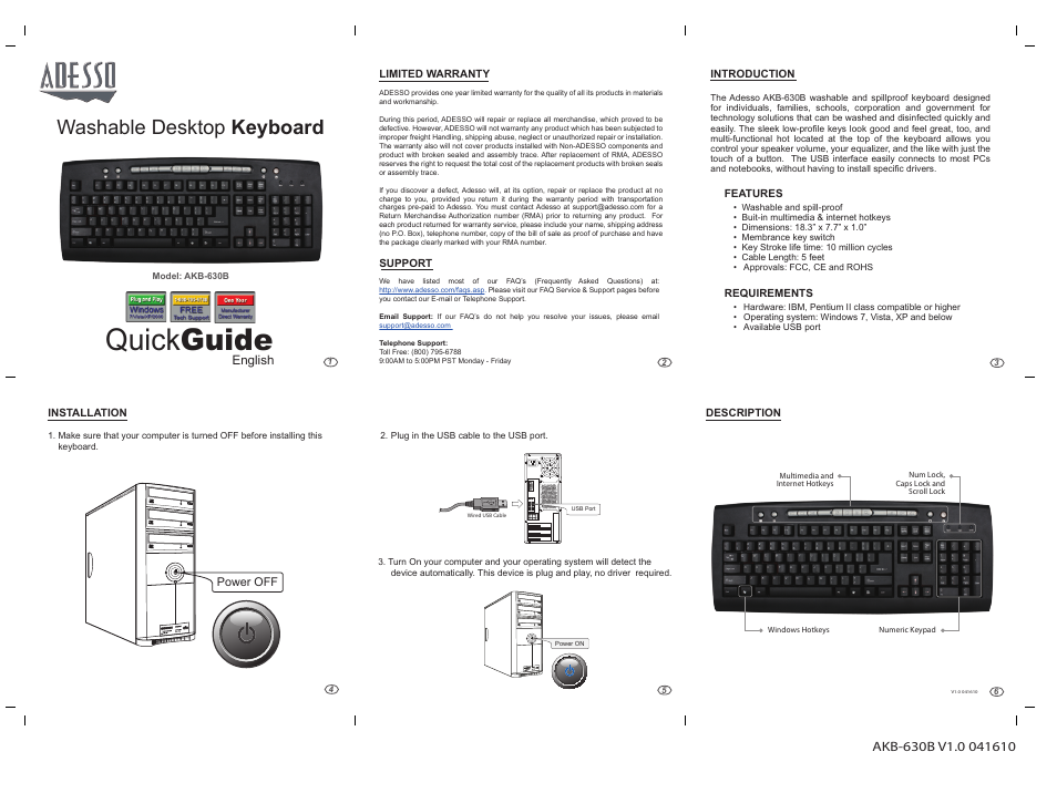 Adesso AKB-630B User Manual | 1 page