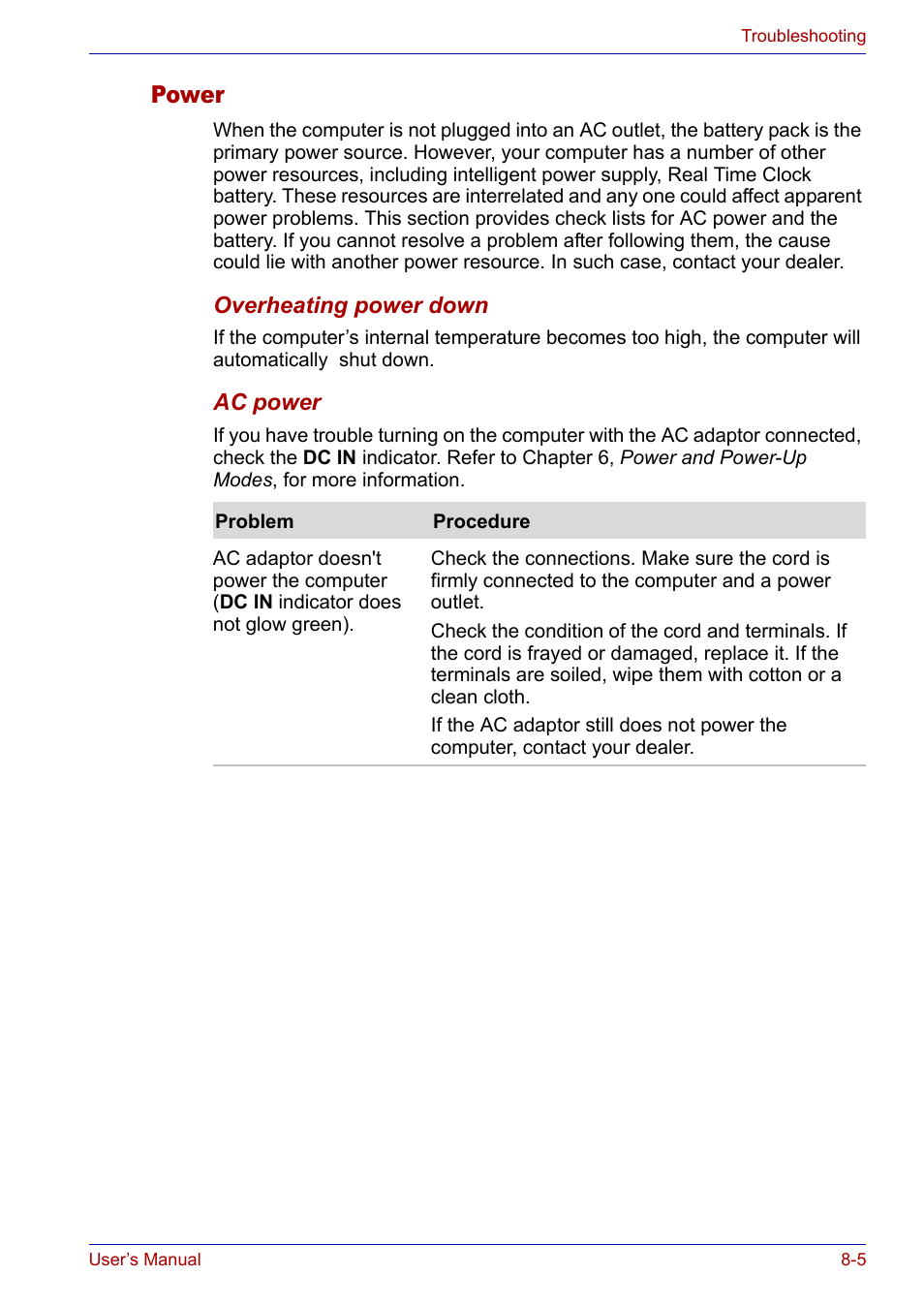 Power, Power -5 | Toshiba Satellite P30 User Manual | Page 133 / 165