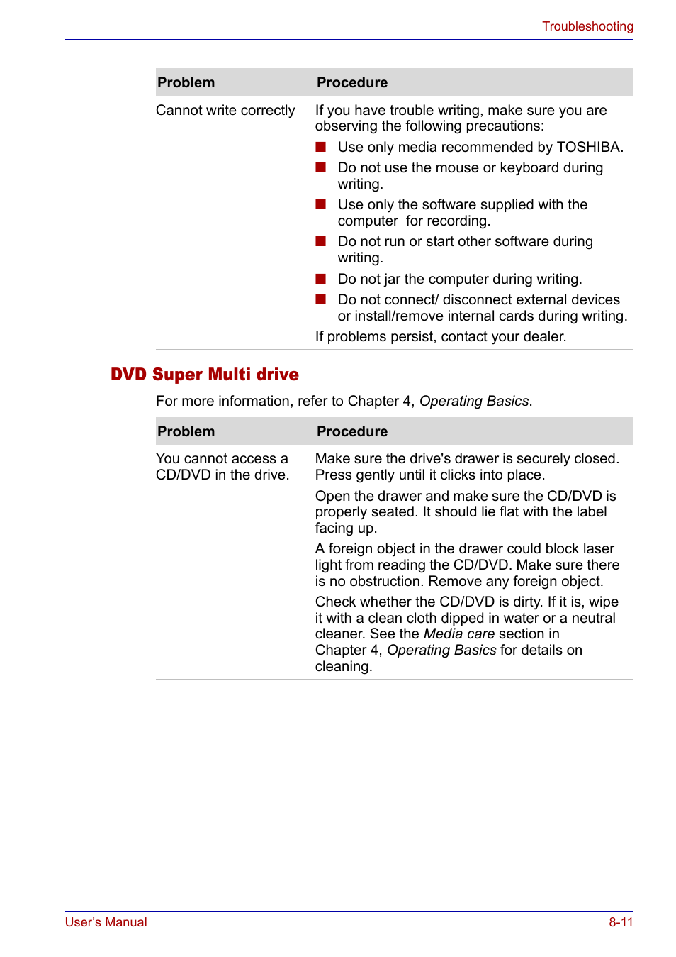 Dvd super multi drive, Dvd super multi drive -11 | Toshiba Satellite P30 User Manual | Page 139 / 165