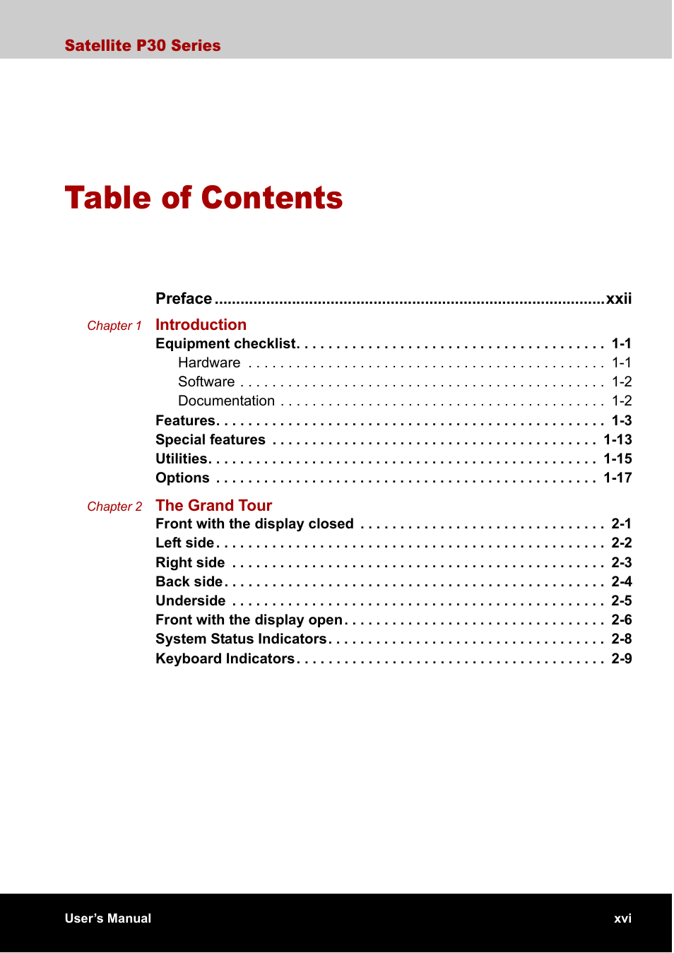 Toshiba Satellite P30 User Manual | Page 16 / 165