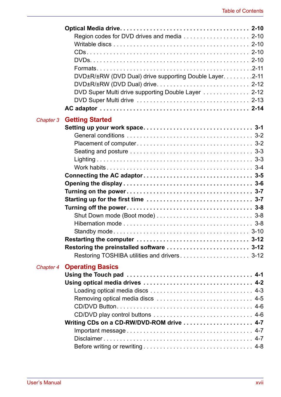 Toshiba Satellite P30 User Manual | Page 17 / 165