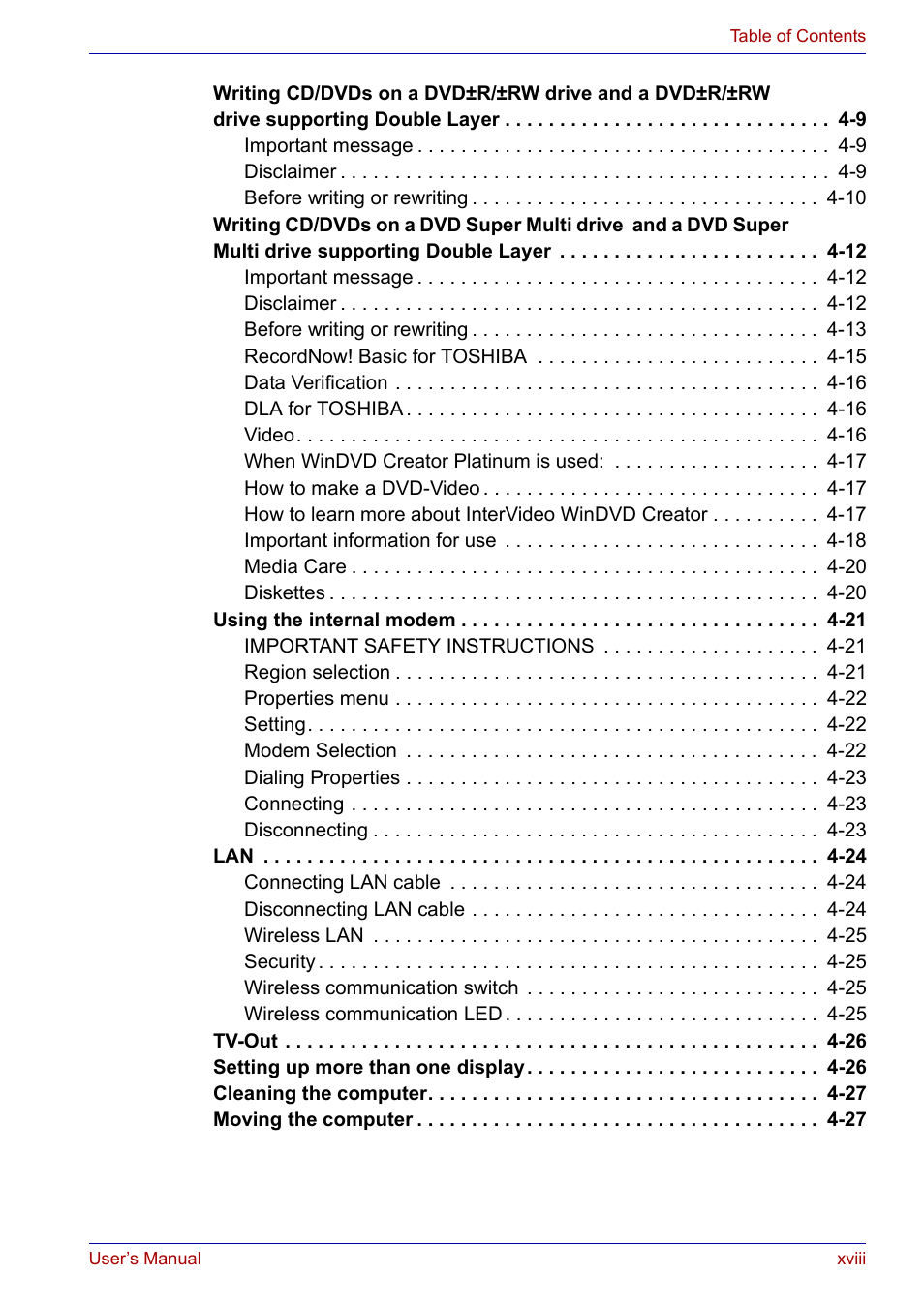 Toshiba Satellite P30 User Manual | Page 18 / 165