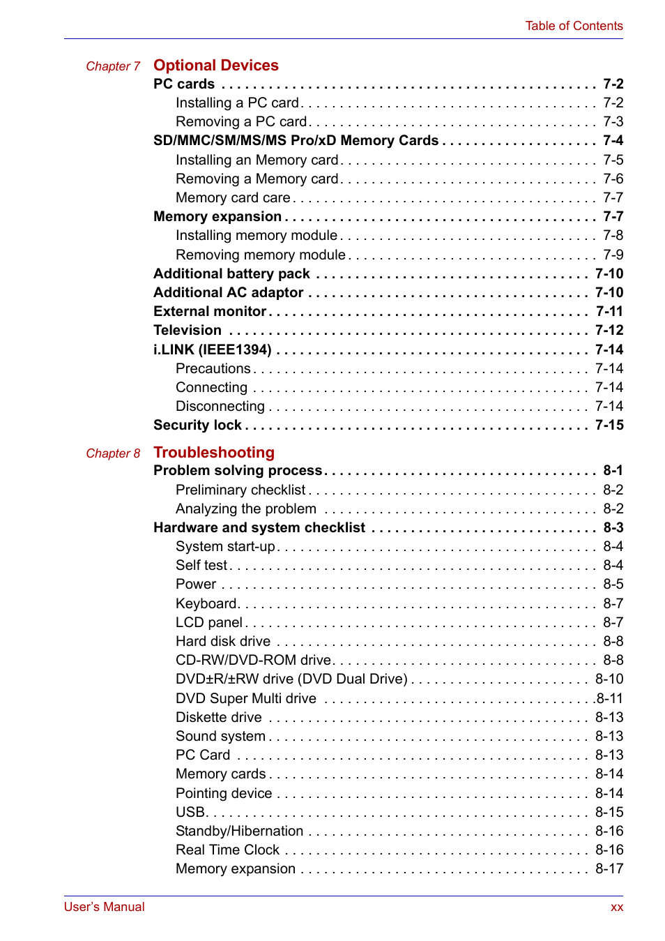 Toshiba Satellite P30 User Manual | Page 20 / 165