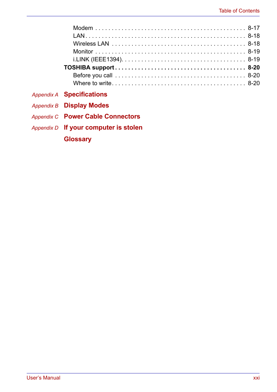 Toshiba Satellite P30 User Manual | Page 21 / 165