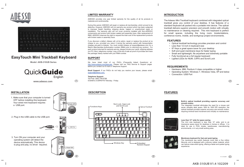 Adesso AKB-310UB User Manual | 1 page