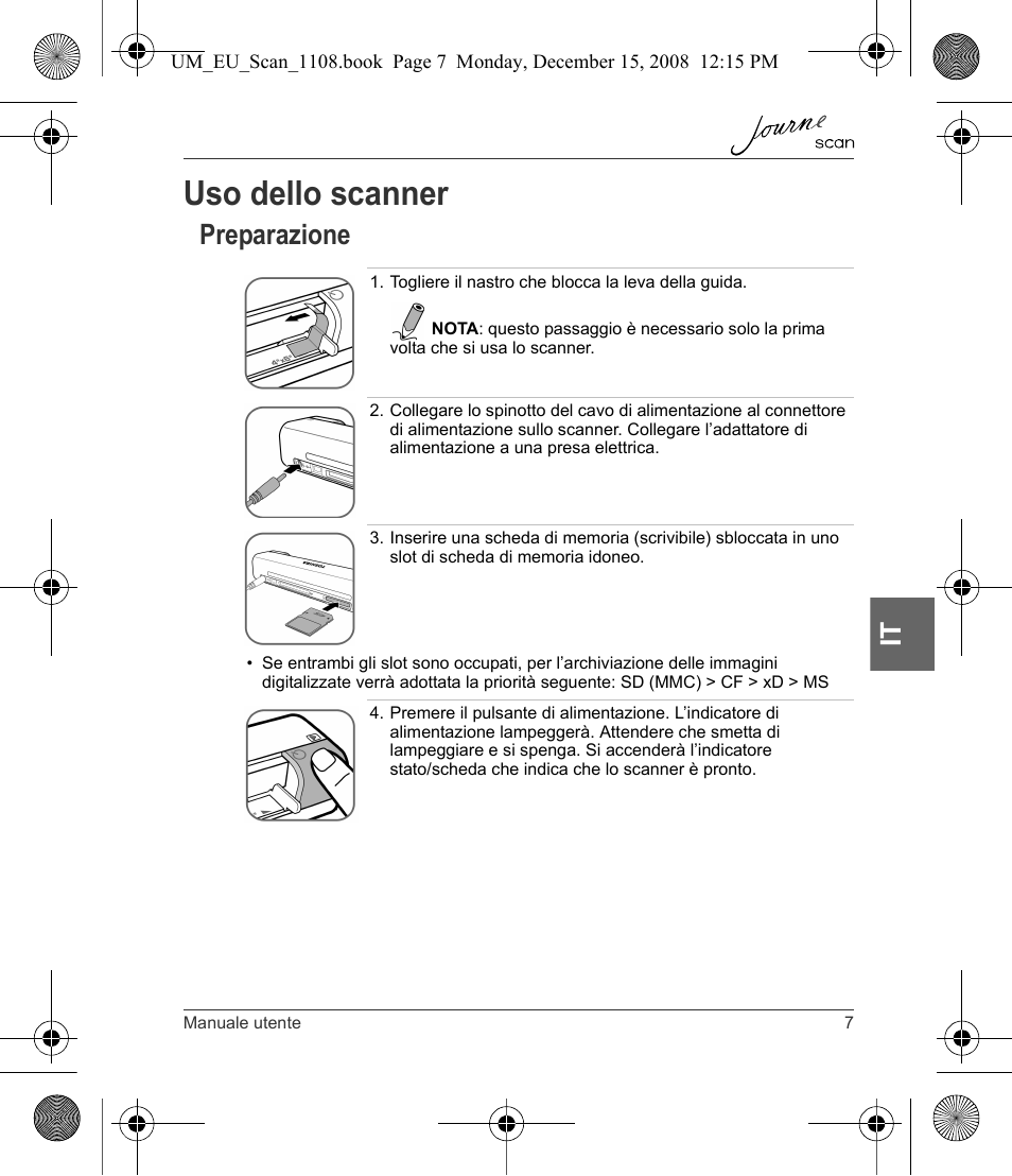 Uso dello scanner, Preparazione | Toshiba JournE Scan User Manual | Page 115 / 198