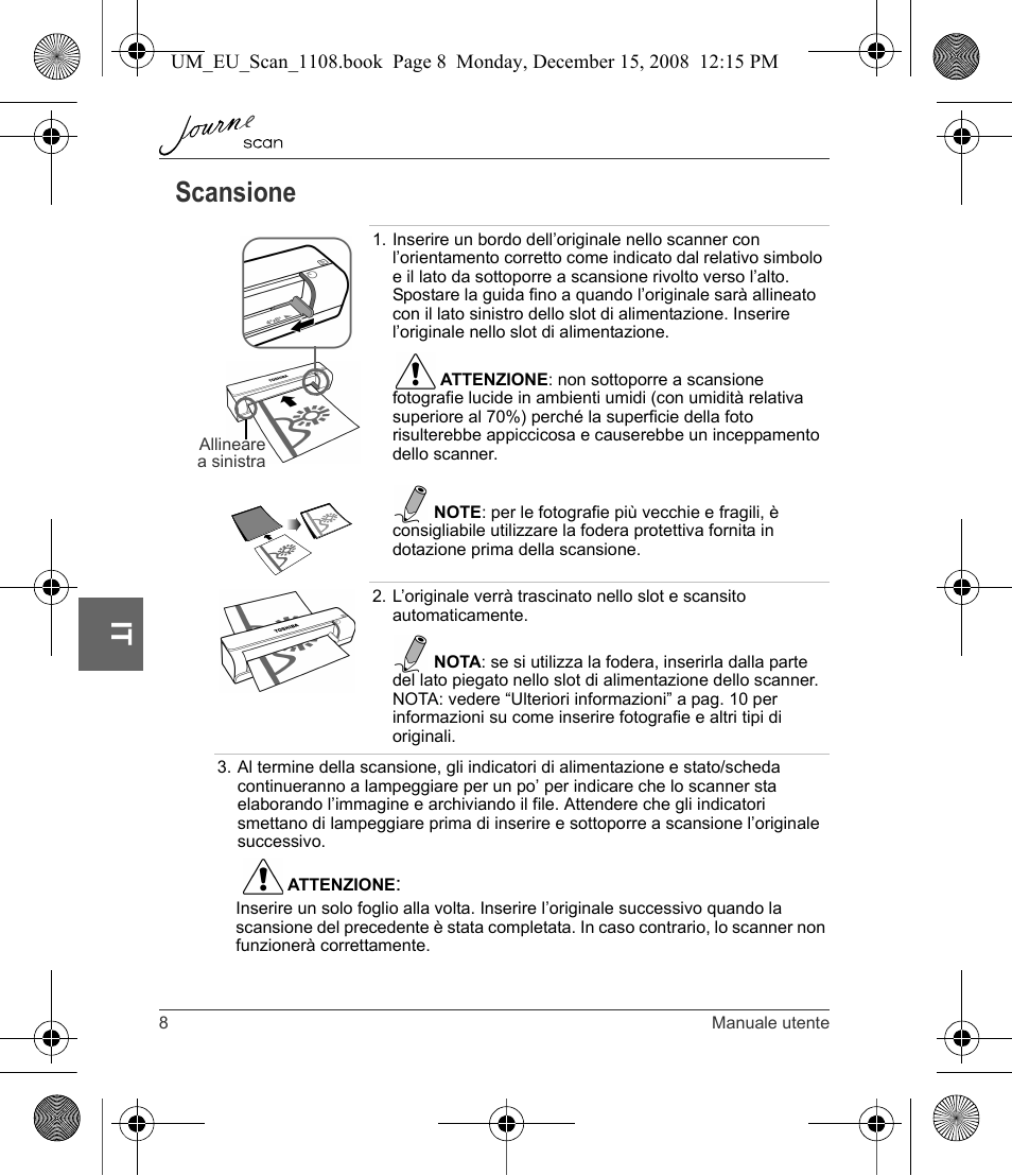 Scansione, It scansione | Toshiba JournE Scan User Manual | Page 116 / 198