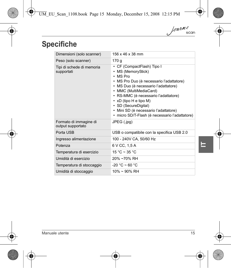 Specifiche | Toshiba JournE Scan User Manual | Page 123 / 198