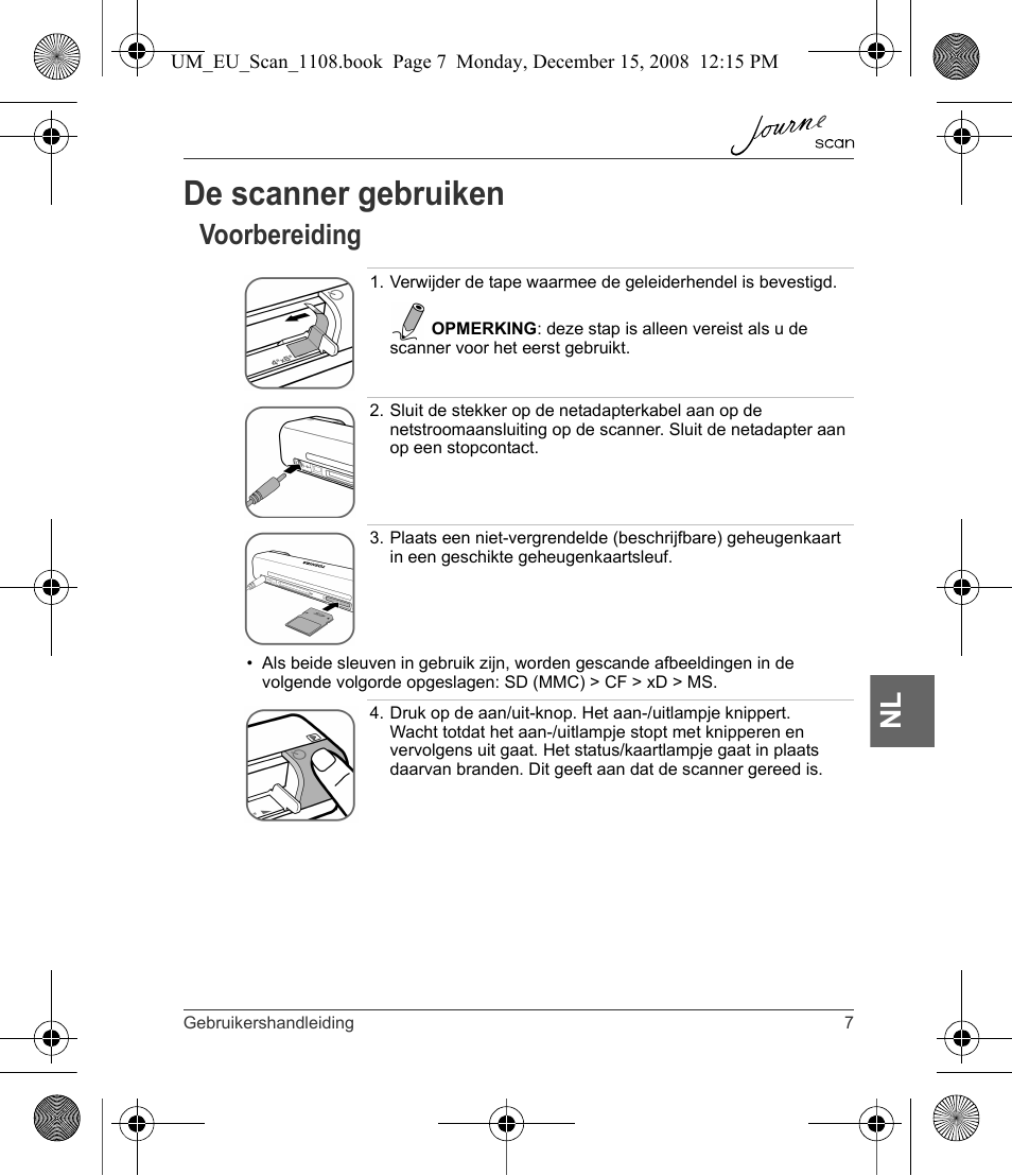 De scanner gebruiken, Voorbereiding | Toshiba JournE Scan User Manual | Page 133 / 198