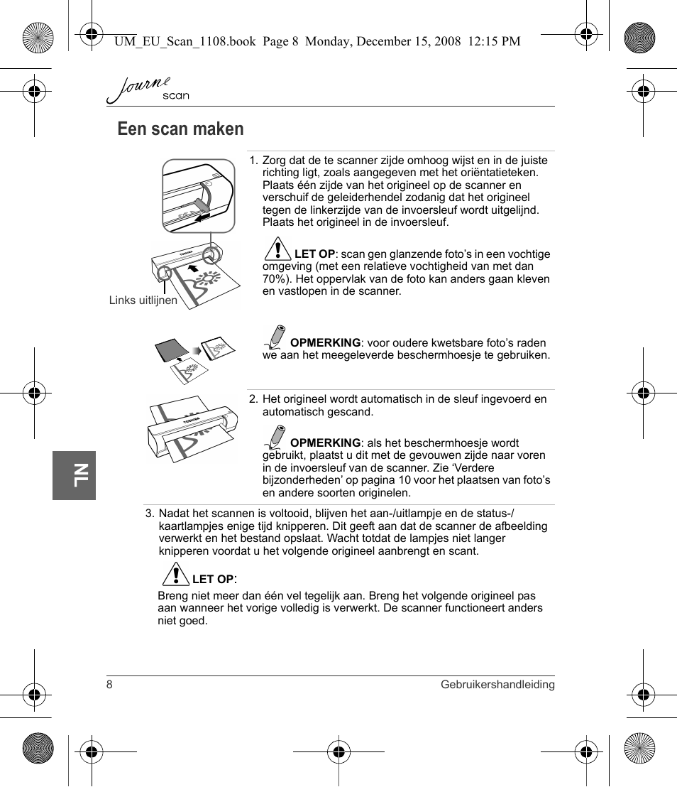 Een scan maken, Nl een scan maken | Toshiba JournE Scan User Manual | Page 134 / 198