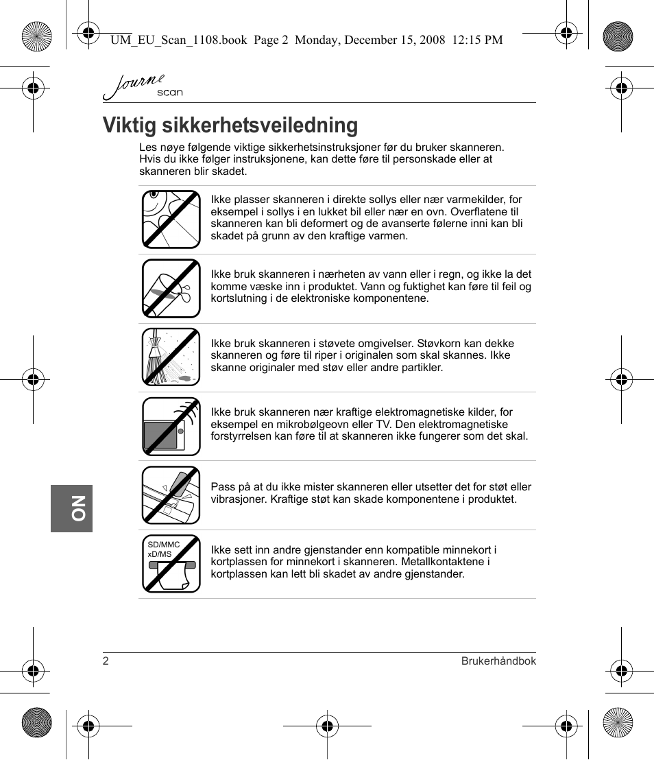 Viktig sikkerhetsveiledning | Toshiba JournE Scan User Manual | Page 146 / 198