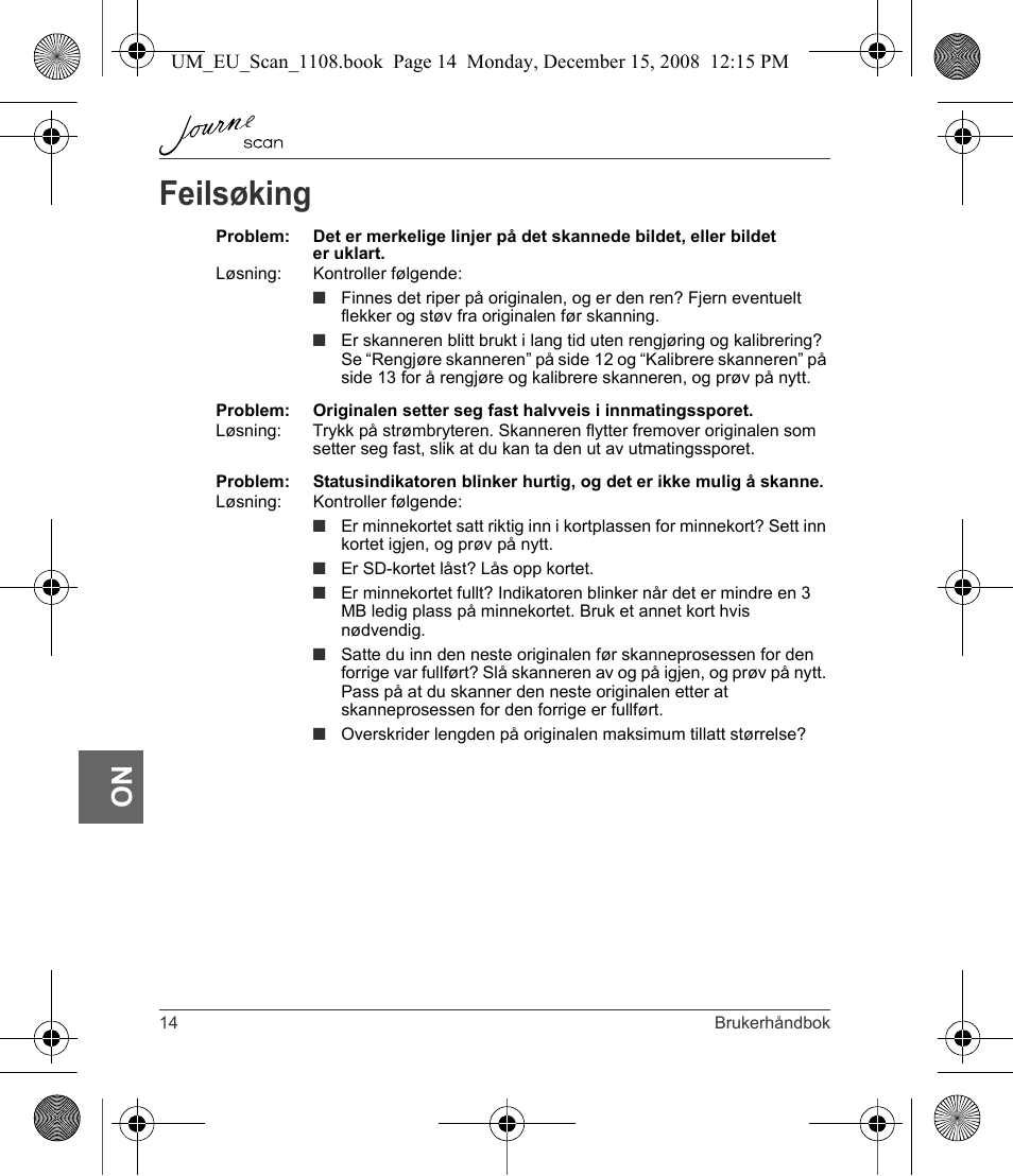 Feilsøking | Toshiba JournE Scan User Manual | Page 158 / 198