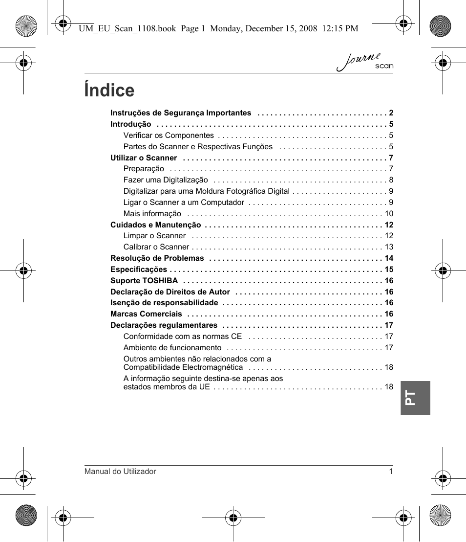 Índice | Toshiba JournE Scan User Manual | Page 163 / 198