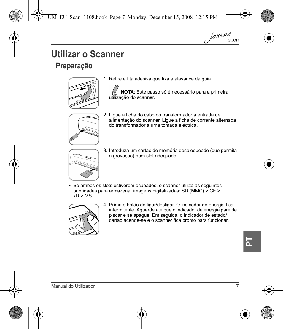 Utilizar o scanner, Preparação | Toshiba JournE Scan User Manual | Page 169 / 198