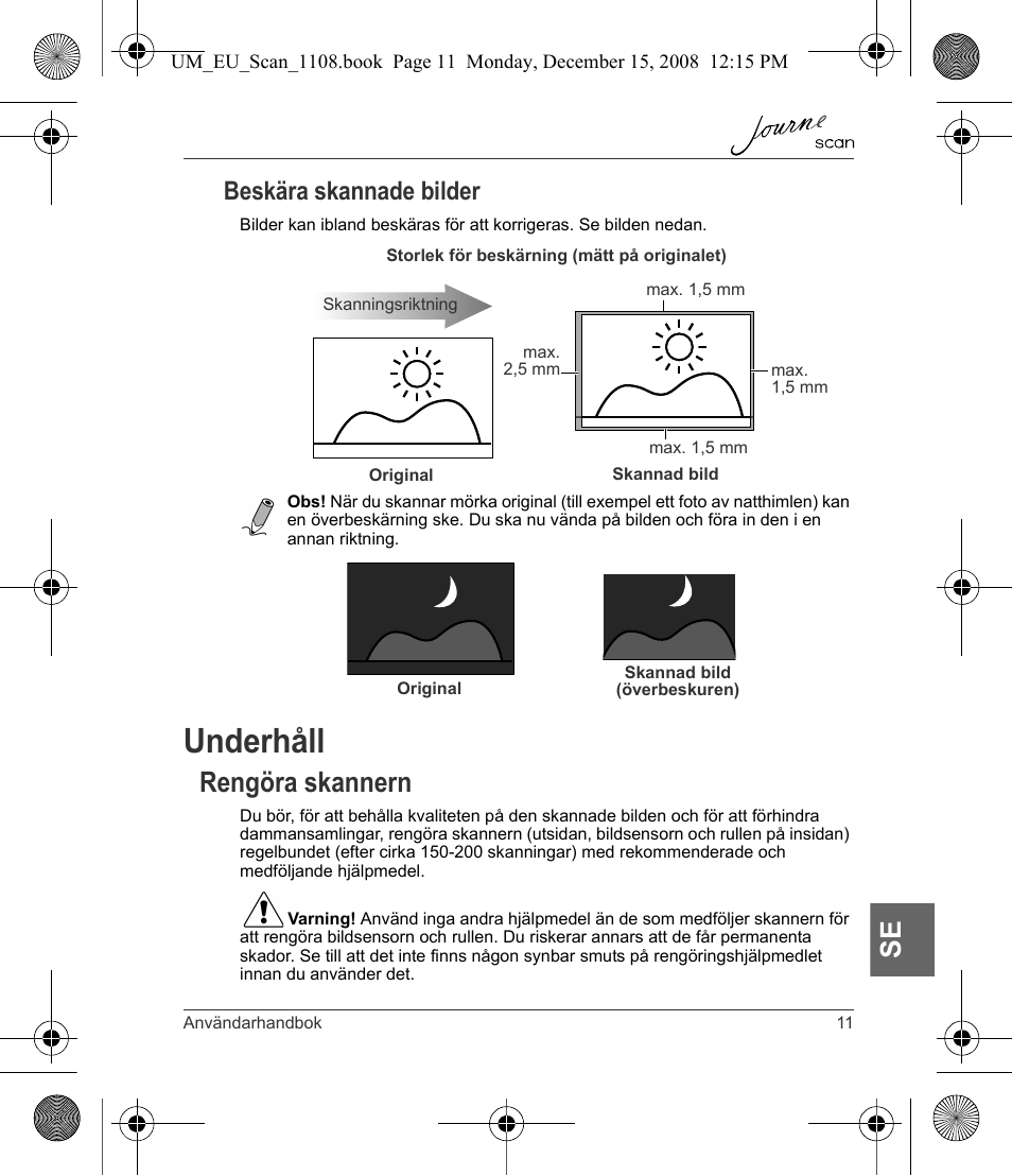 Underhåll, Rengöra skannern, Beskära skannade bilder | Toshiba JournE Scan User Manual | Page 191 / 198