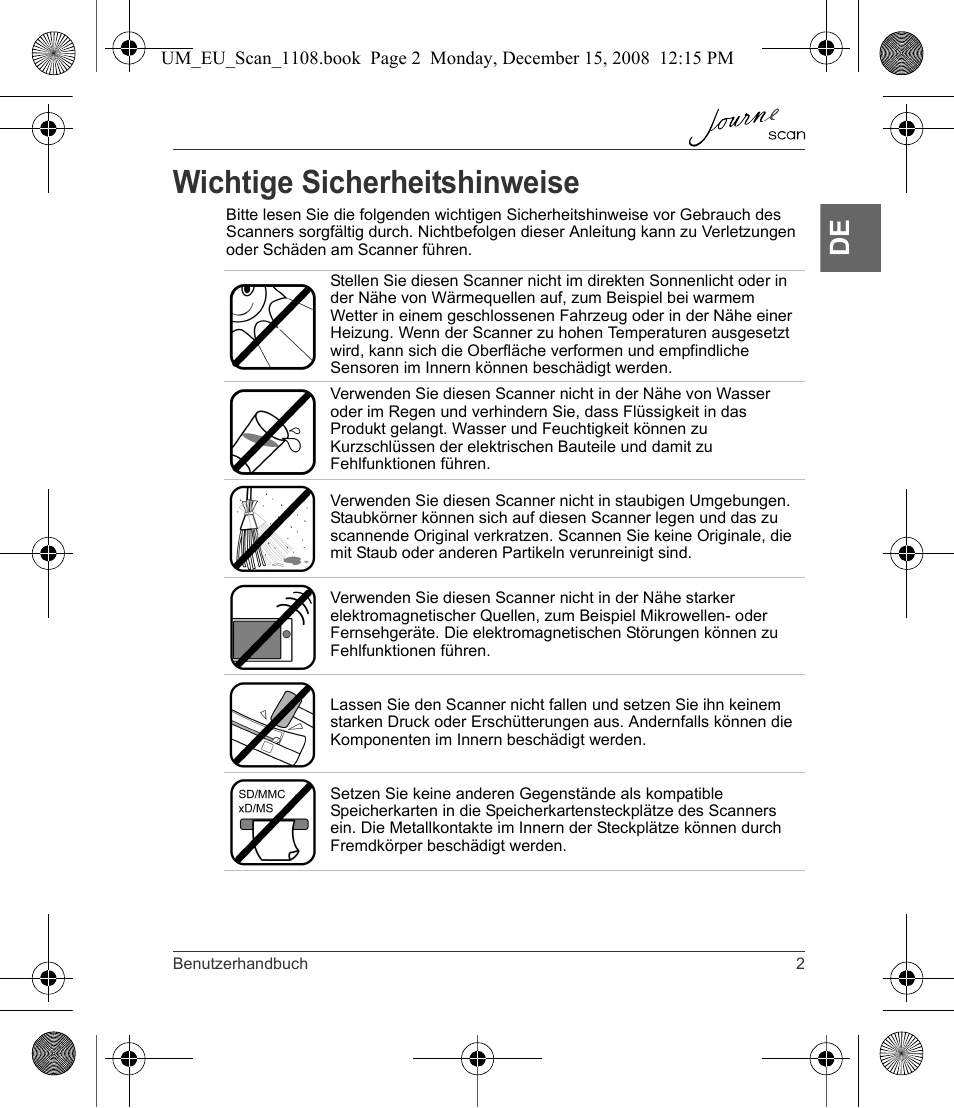 Wichtige sicherheitshinweise | Toshiba JournE Scan User Manual | Page 21 / 198