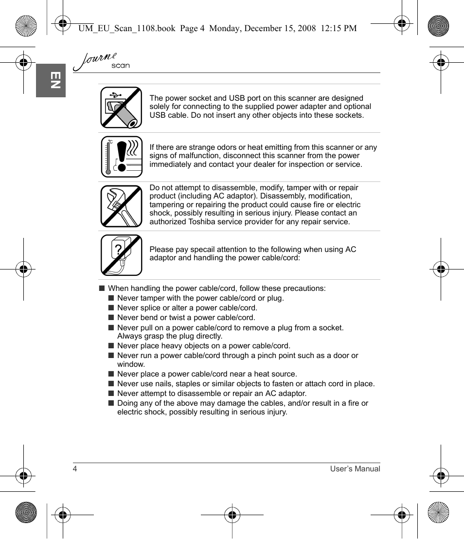 Toshiba JournE Scan User Manual | Page 4 / 198