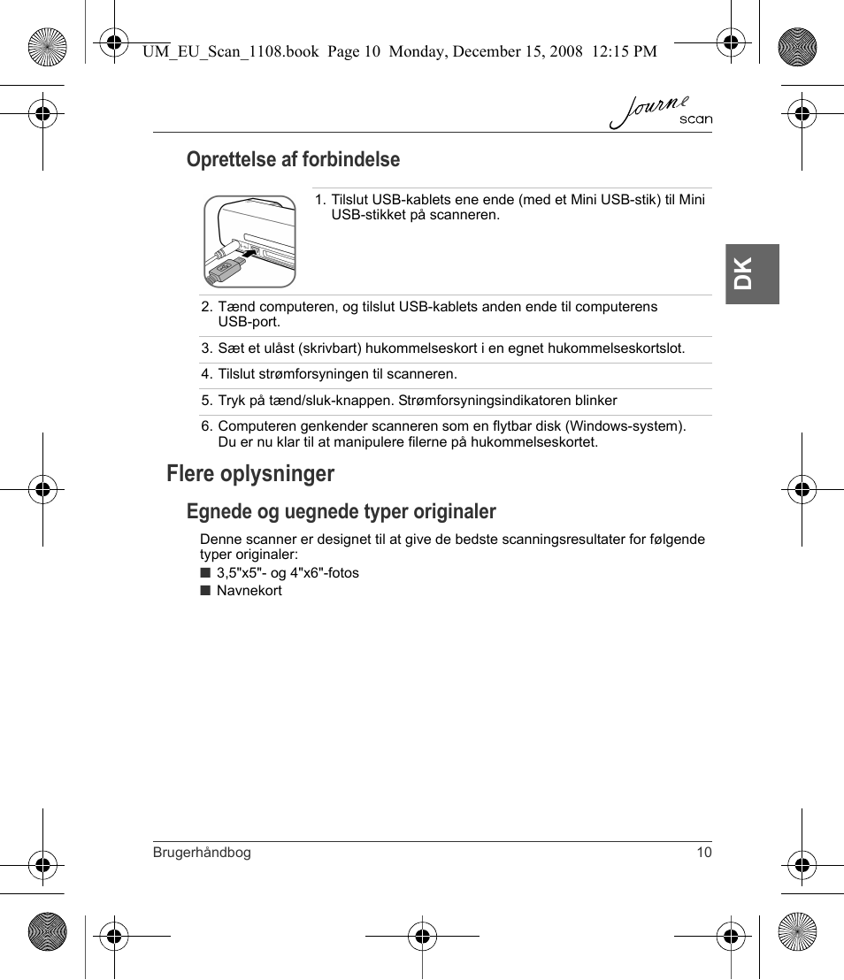 Flere oplysninger, Oprettelse af forbindelse, Egnede og uegnede typer originaler | Toshiba JournE Scan User Manual | Page 47 / 198
