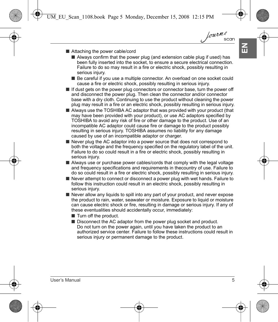 Toshiba JournE Scan User Manual | Page 5 / 198
