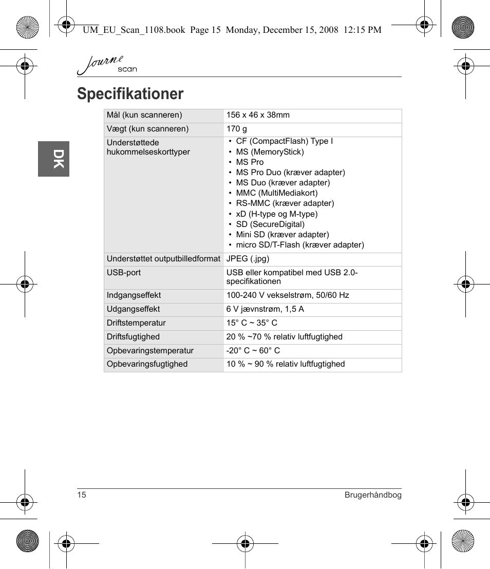 Specifikationer | Toshiba JournE Scan User Manual | Page 52 / 198