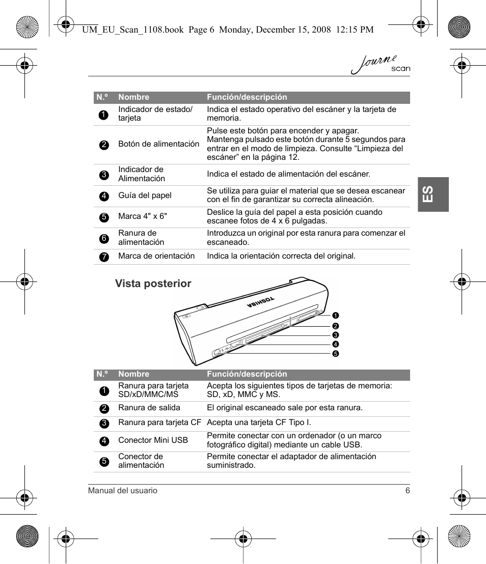 Vista posterior | Toshiba JournE Scan User Manual | Page 61 / 198