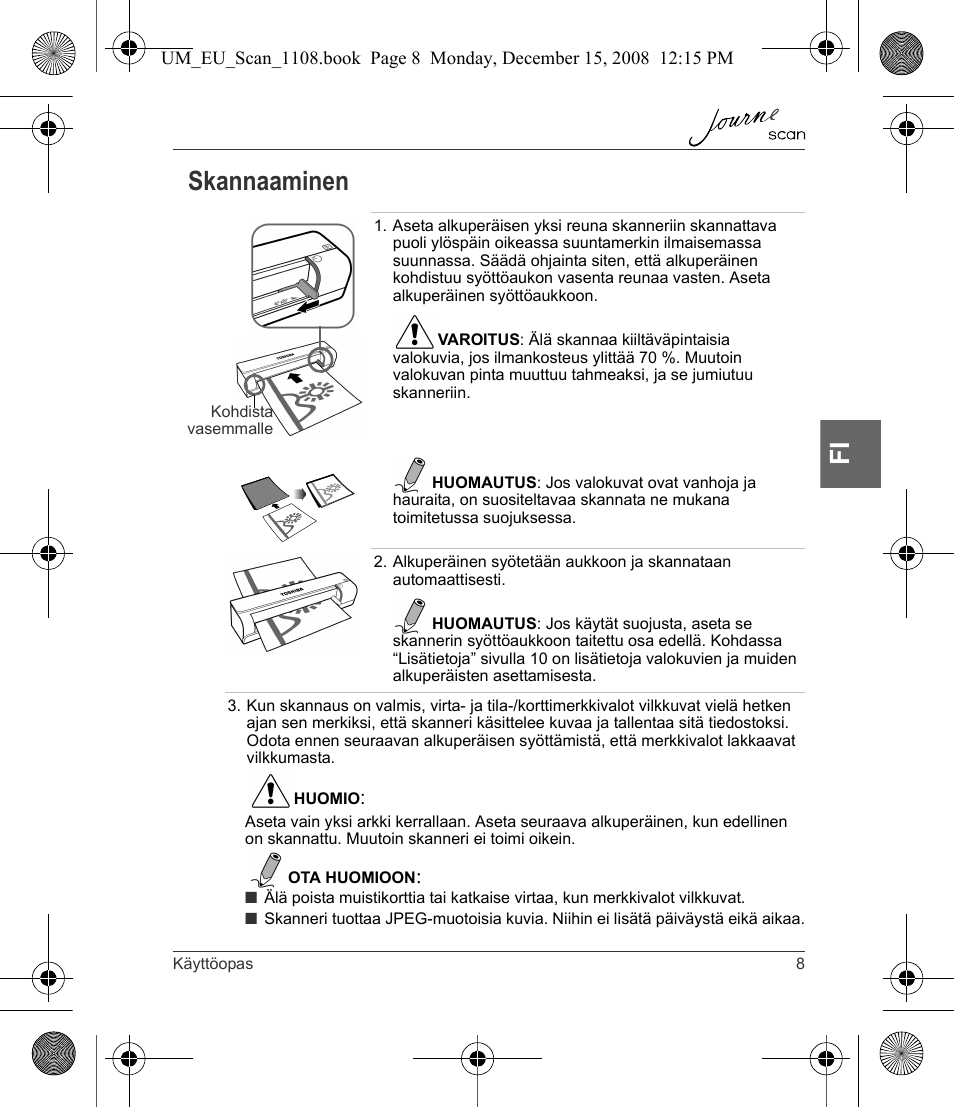 Skannaaminen, Fi skannaaminen | Toshiba JournE Scan User Manual | Page 81 / 198