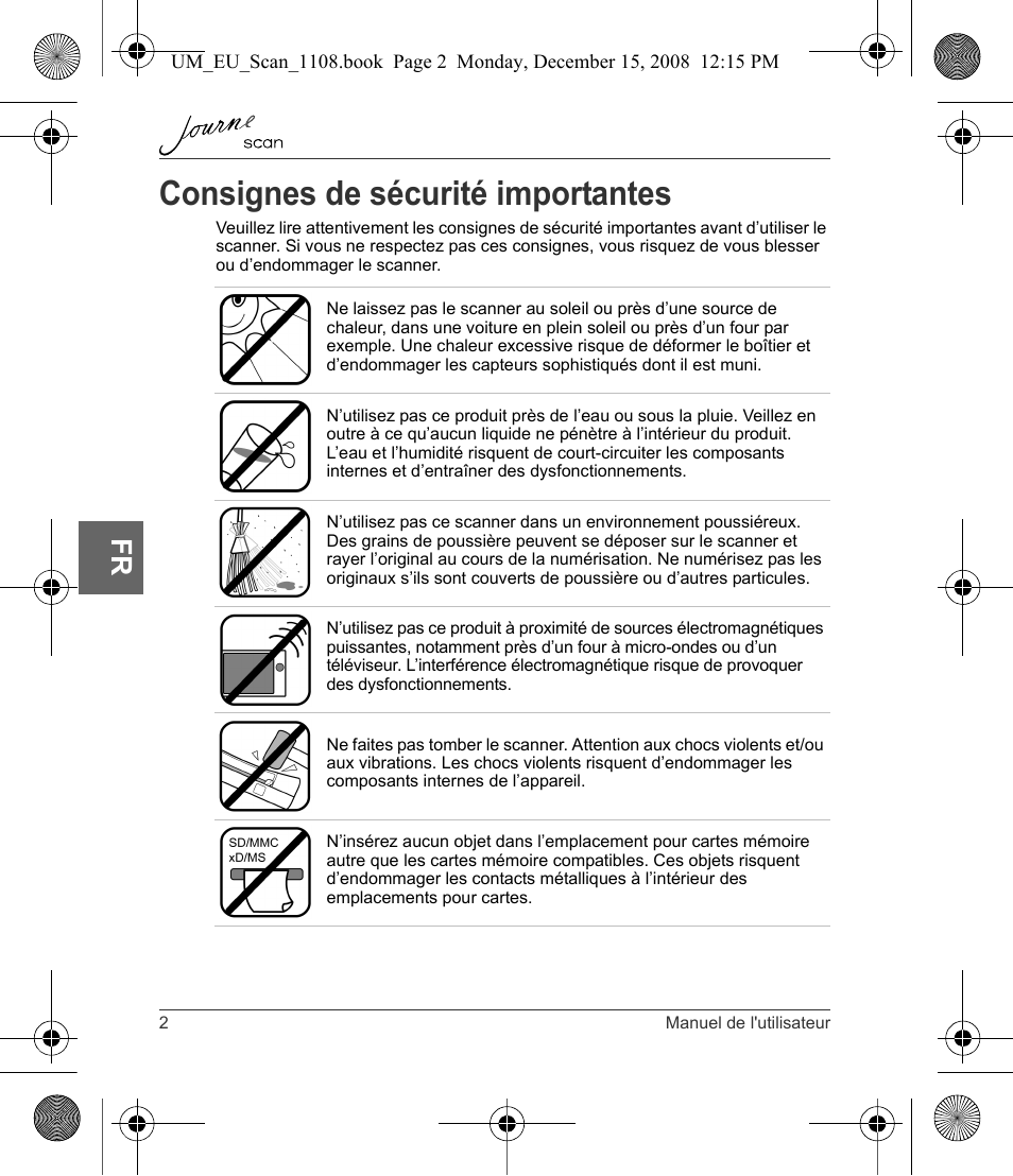 Consignes de sécurité importantes | Toshiba JournE Scan User Manual | Page 92 / 198
