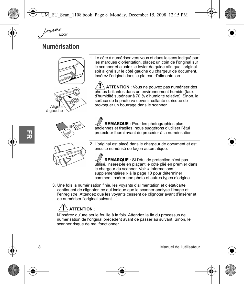 Numérisation, Fr numérisation | Toshiba JournE Scan User Manual | Page 98 / 198