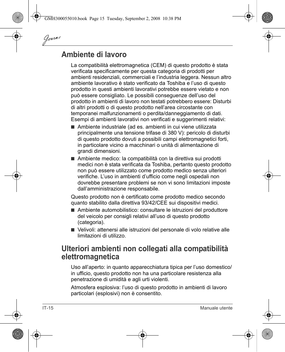 Ambiente di lavoro | Toshiba JournE F800-F801 User Manual | Page 112 / 178