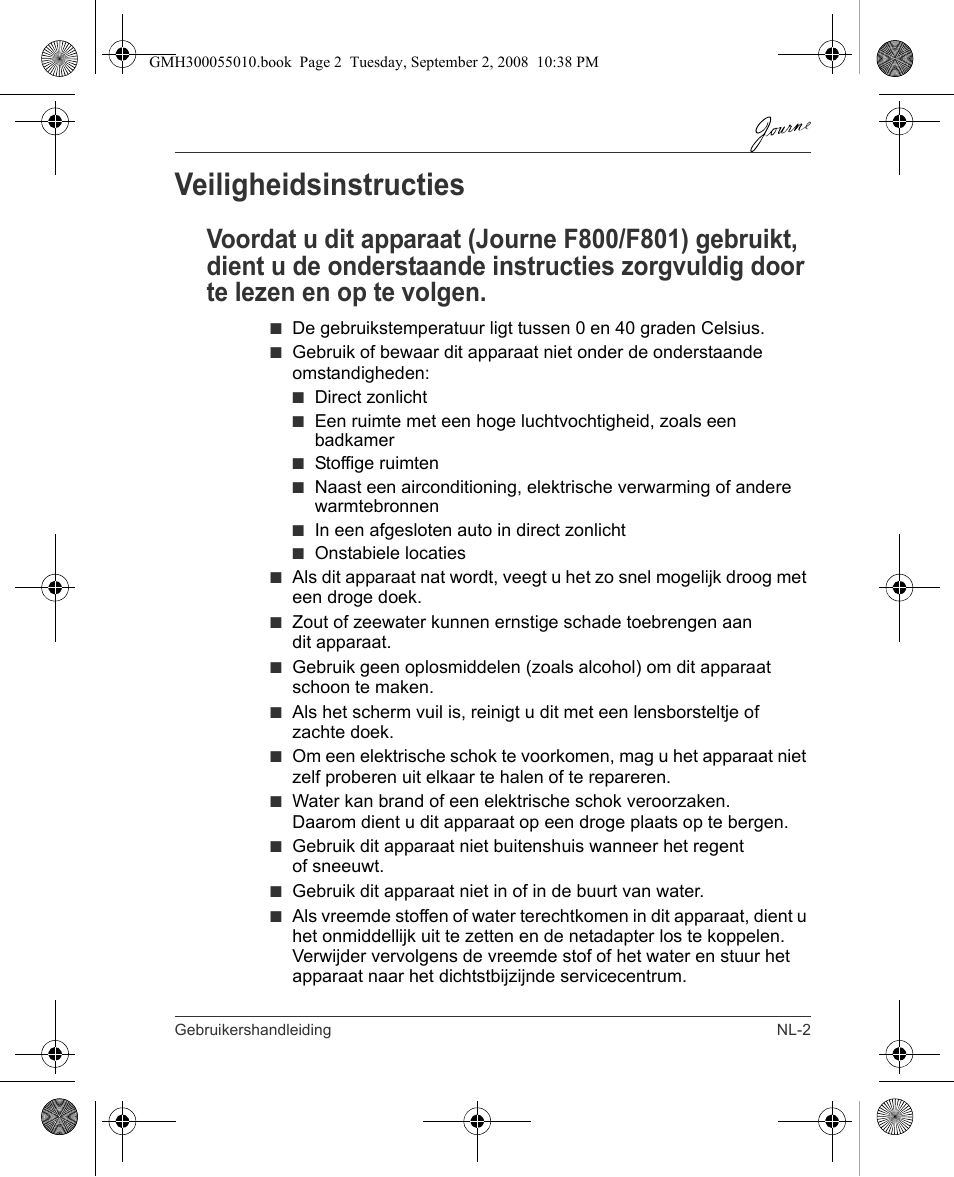 Veiligheidsinstructies | Toshiba JournE F800-F801 User Manual | Page 115 / 178