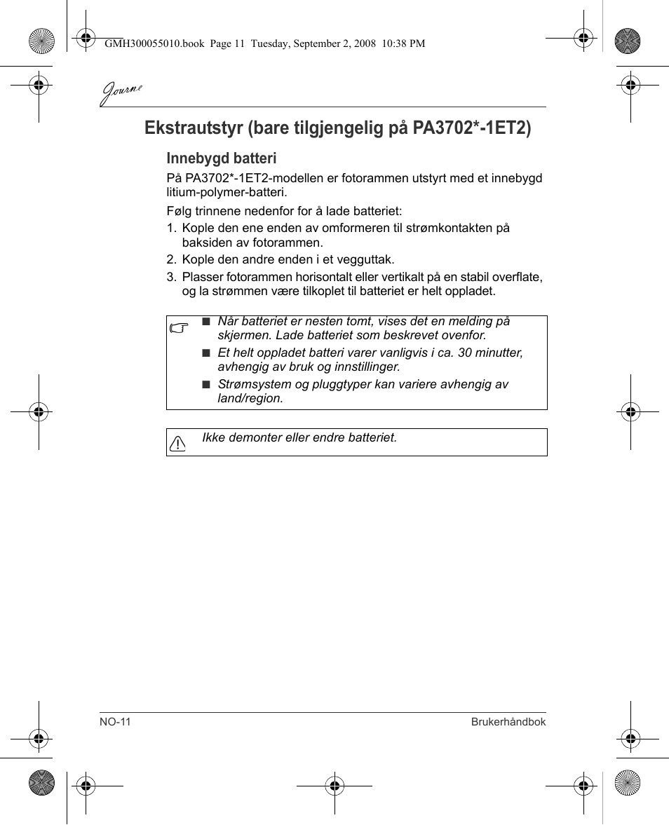 Innebygd batteri | Toshiba JournE F800-F801 User Manual | Page 140 / 178