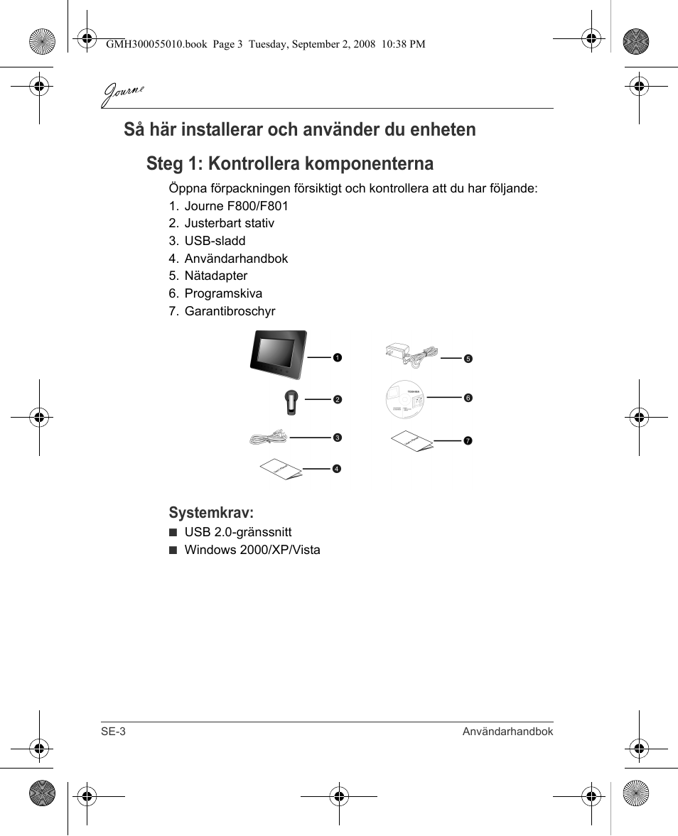 Systemkrav | Toshiba JournE F800-F801 User Manual | Page 164 / 178