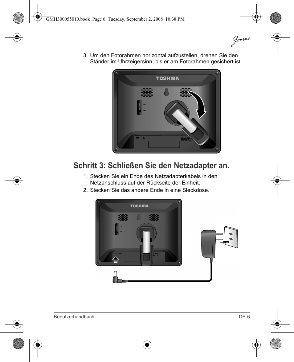 Schritt 3: schließen sie den netzadapter an | Toshiba JournE F800-F801 User Manual | Page 23 / 178