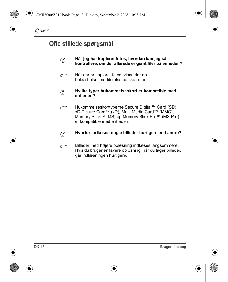 Ofte stillede spørgsmål | Toshiba JournE F800-F801 User Manual | Page 46 / 178