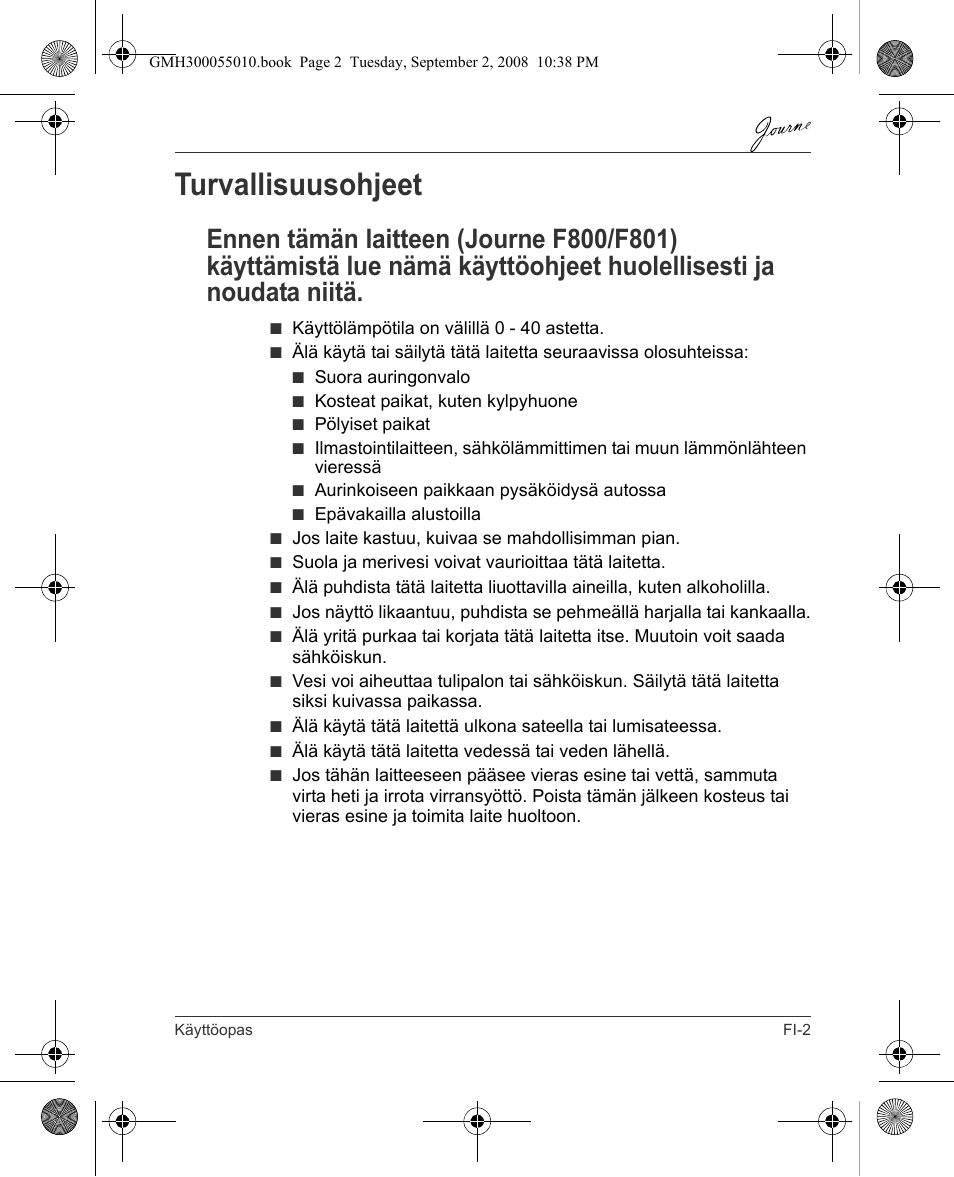 Turvallisuusohjeet | Toshiba JournE F800-F801 User Manual | Page 67 / 178