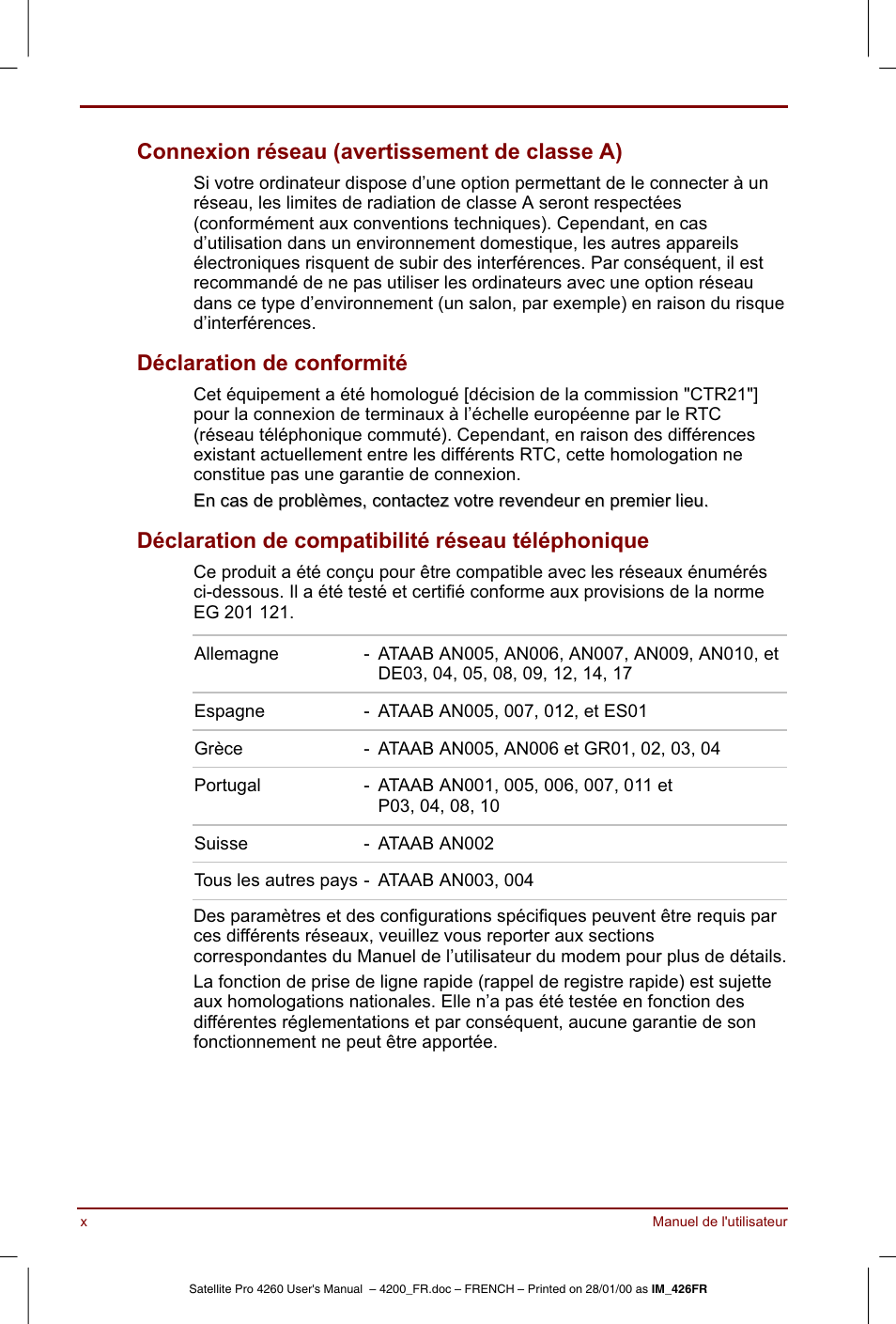 Toshiba Satellite Pro 4220 User Manual | Page 10 / 238