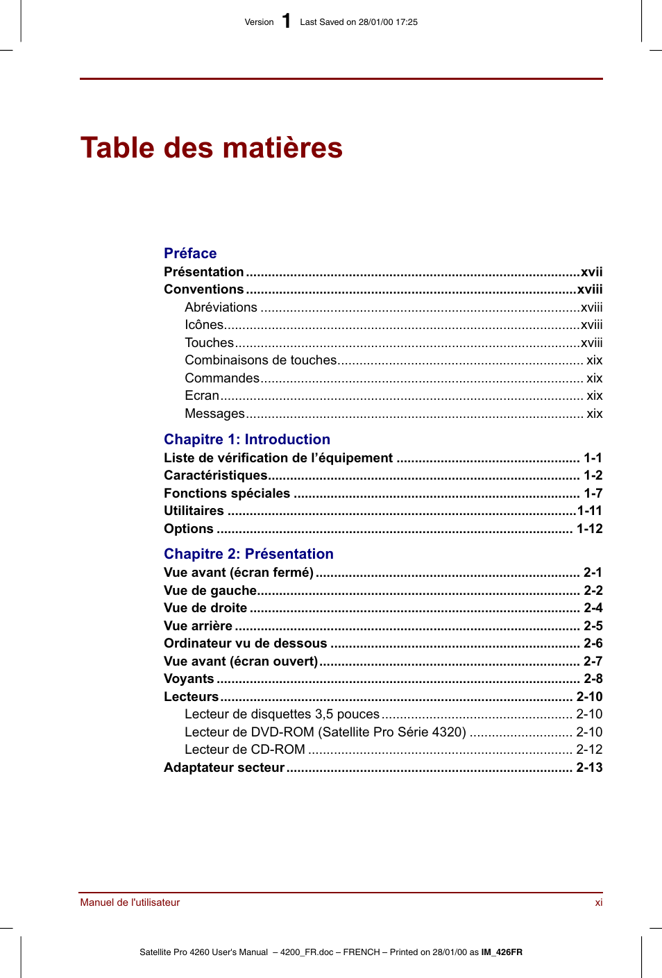 Toshiba Satellite Pro 4220 User Manual | Page 11 / 238