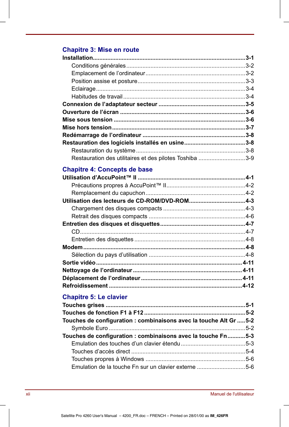 Toshiba Satellite Pro 4220 User Manual | Page 12 / 238