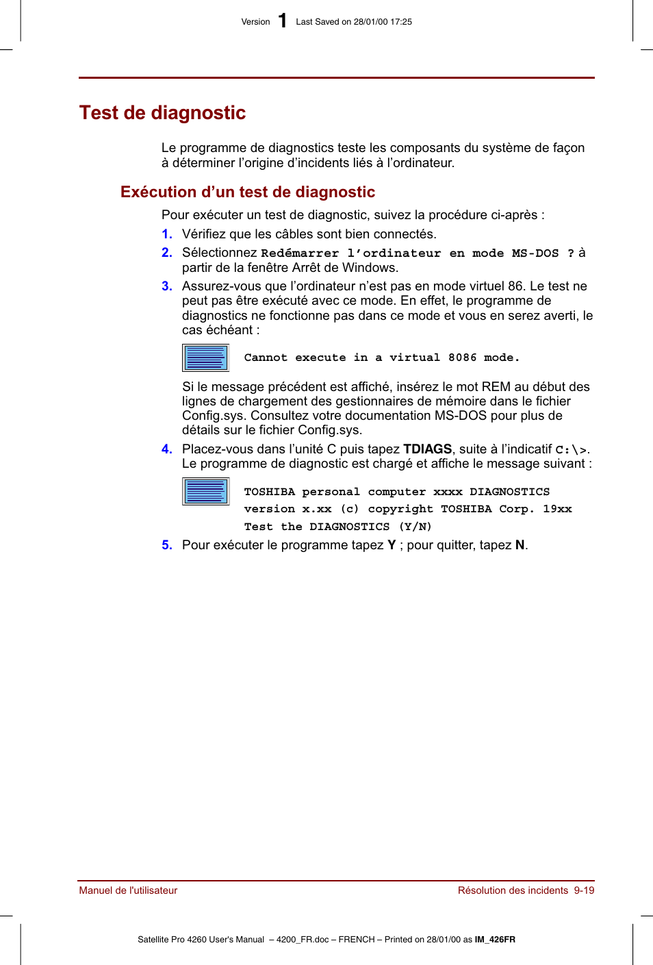 Test de diagnostic | Toshiba Satellite Pro 4220 User Manual | Page 173 / 238